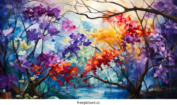 Colorful Trees And Lake