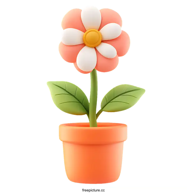 [Transparent Background PNG]Cartoon Flower in a Pot Illustration