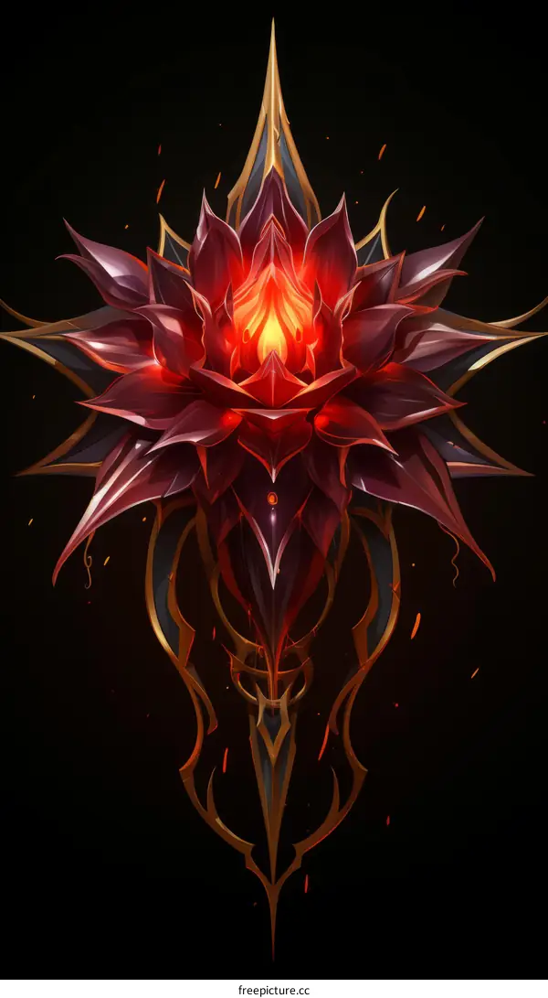 Fantasy red and black flower illustration