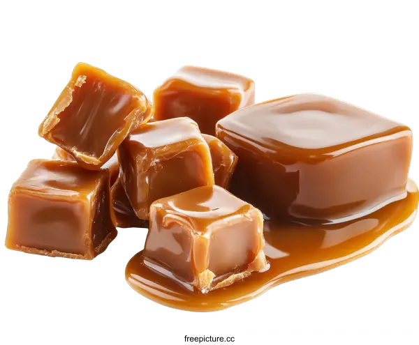 [Transparent Background PNG]Delicious Caramel Squares Close Up