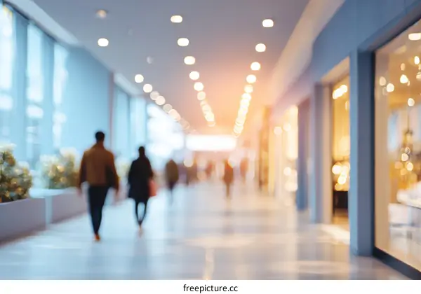 Blurred Shopping Mall Interior with People