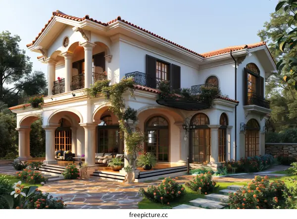 Elegant Mediterranean Style House Exterior Design