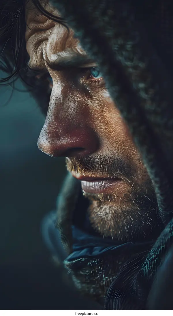 portrait of a man with a beard and blue eyes