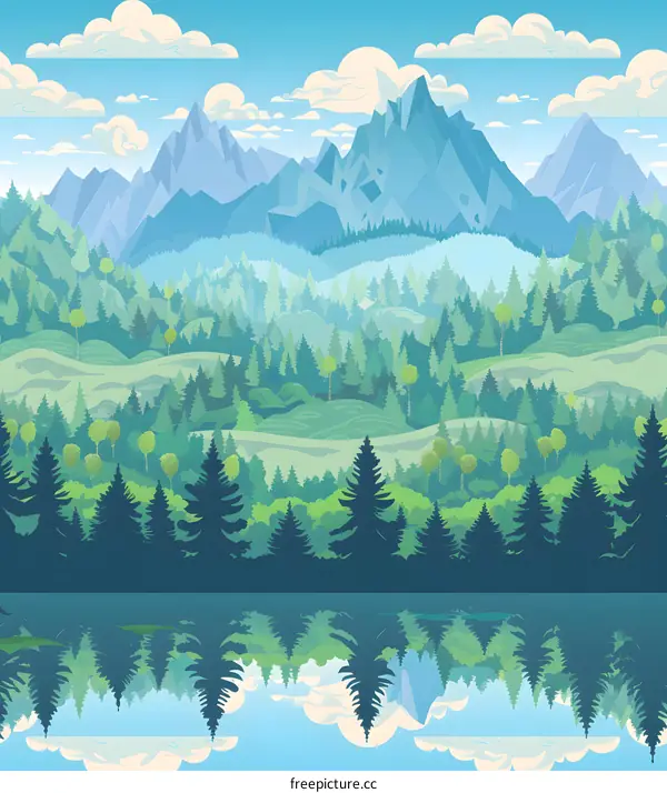 Mountain Landscape with Lake Reflection