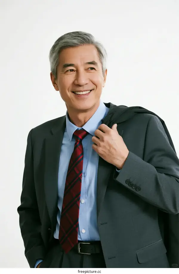 Elderly man in formal suit with confident expression
