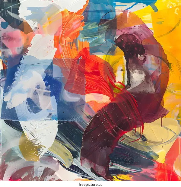 Abstract Acrylic Painting With Vivid Colors