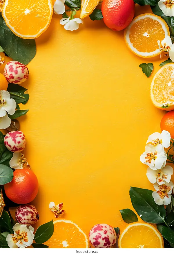 Orange Fruit and Flowers Background