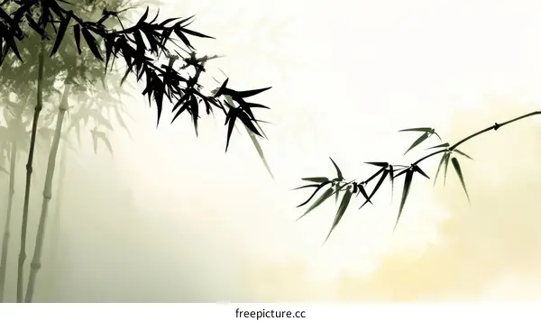 Bamboo Painting in Misty Forest