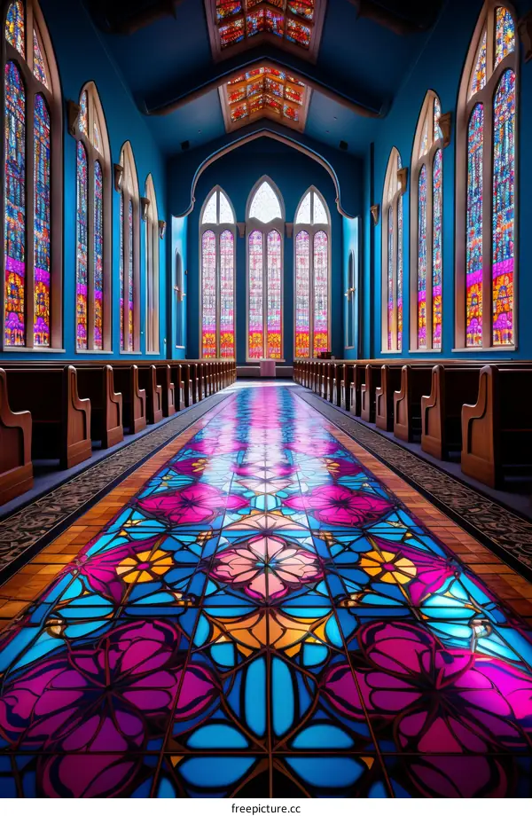Stained Glass Church Interior