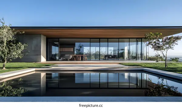 Modern Concrete House with Swimming Pool and Minimalist Design