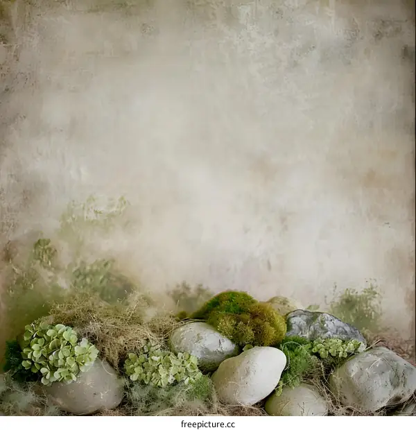 Nature Background with Rocks and Moss