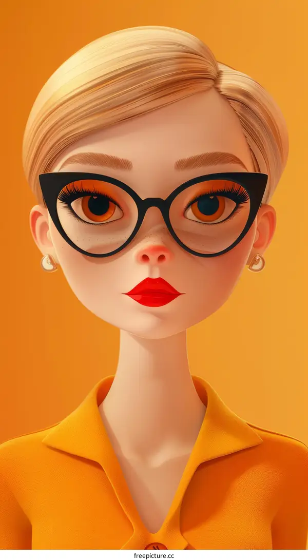 Stylish Woman Illustration with Retro Cat Eye Glasses