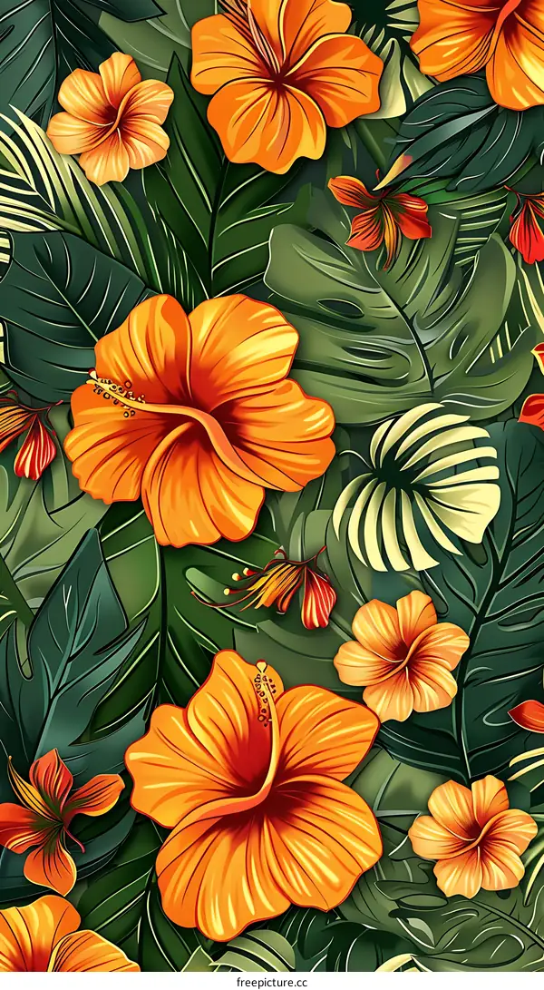 Tropical Floral Pattern Seamless Background