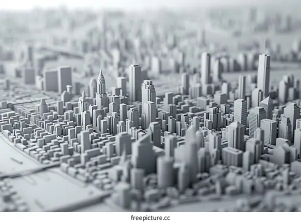Abstract 3D Model of a Cityscape