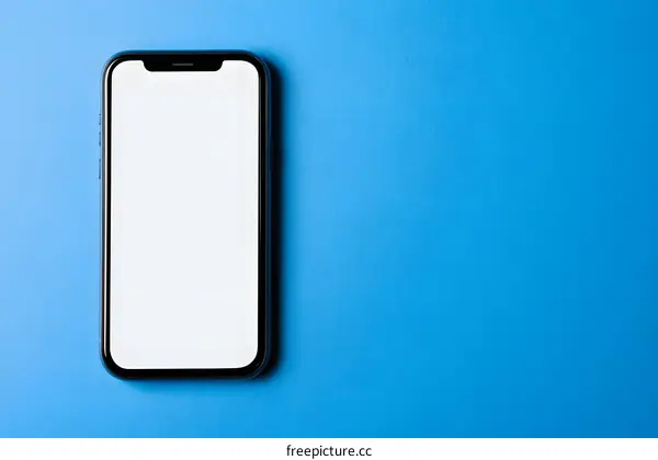 White Screen Smartphone on Blue Background