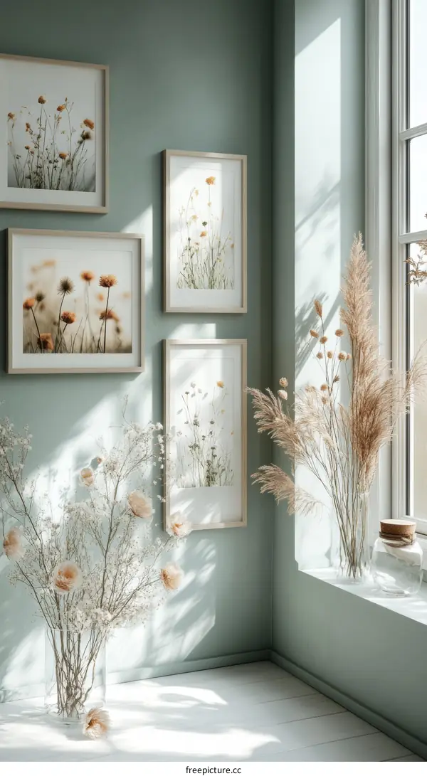 Bohemian Style Room Decor with Dried Flowers