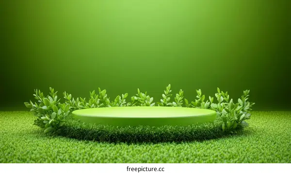 Green Product Display Platform on Grass