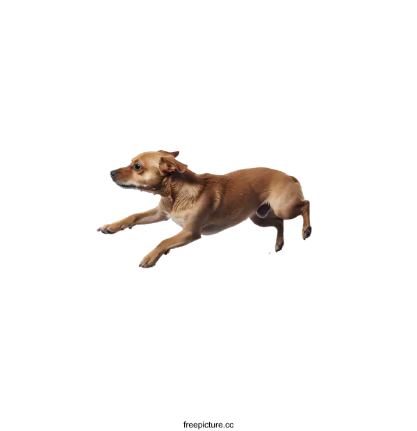 [Transparent Background PNG]Small Brown Dog Jumping in the Air on White Background