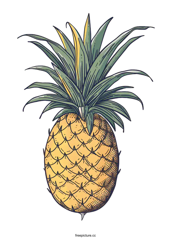 [Transparent Background PNG]Hand Drawn Illustration of a Pineapple