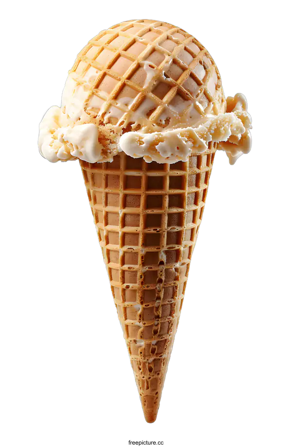 [Transparent Background PNG]Close-up of a single ice cream cone