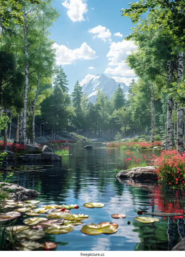 Tranquil Lake amidst Serene Forest