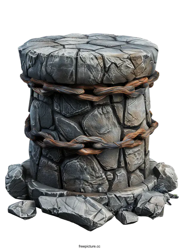 [Transparent Background PNG]Stone pedestal with chains