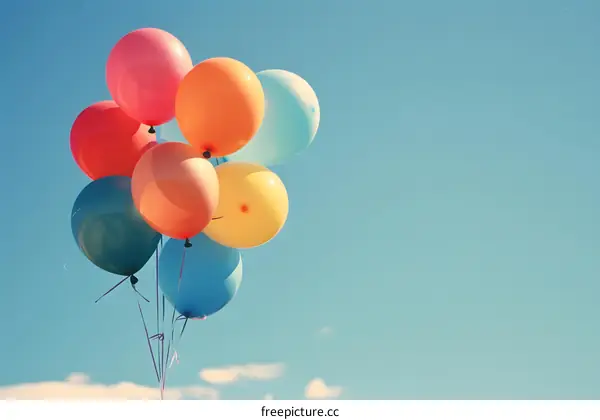 Colorful Balloons Against a Blue Sky