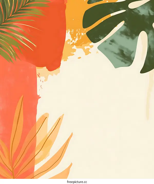 Abstract Tropical Leaf Background Illustration
