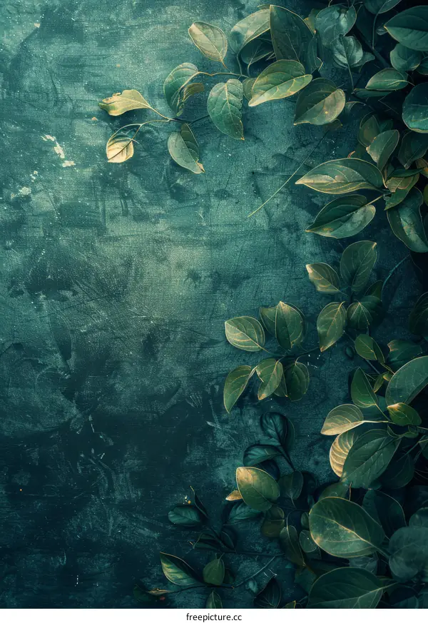 Green leaves on a dark background