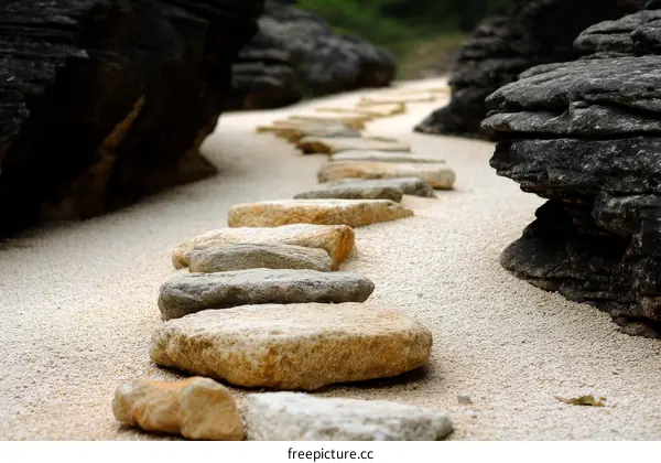 Peaceful Stone Pathway in a Zen Garden