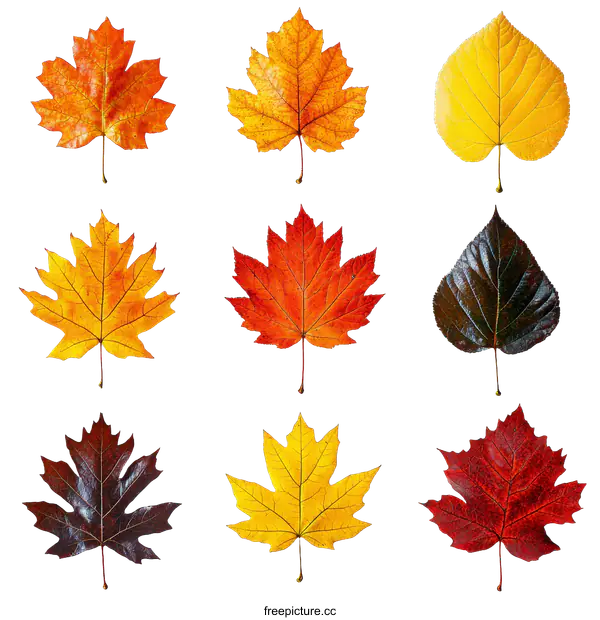 [Transparent Background PNG]Autumn Leaves Collection Colorful Variety