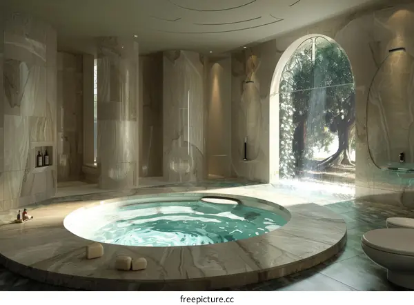 Luxury Spa Hot Tub with Waterfall View