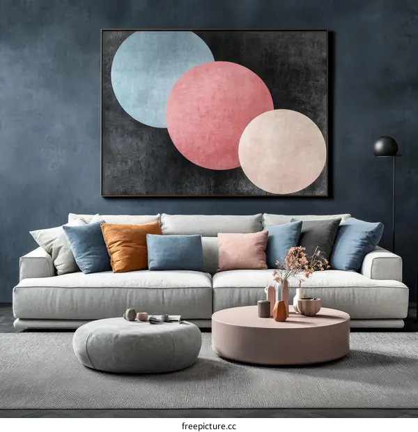 Modern Living Room Interior Design with Abstract Art