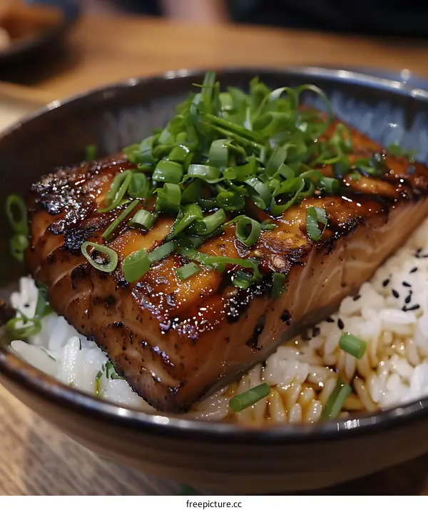 Grilled salmon with rice
