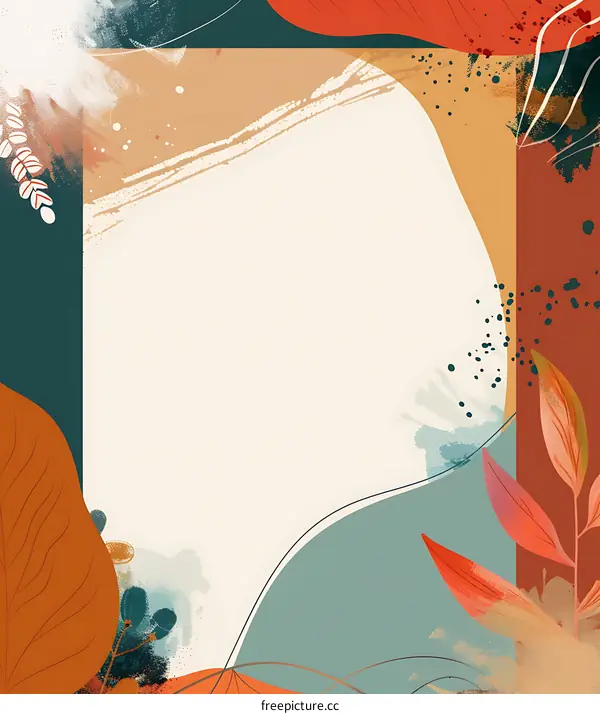 Abstract Art Background With Leaves And Shapes