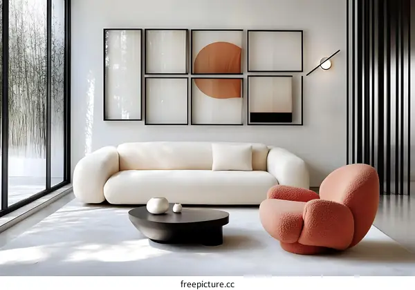Modern Living Room Interior Design with Abstract Artwork
