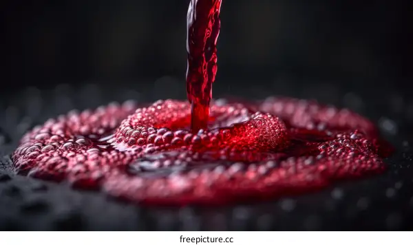 red wine pouring into a puddle