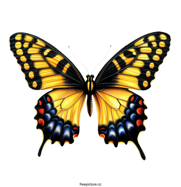 [Transparent Background PNG]Detailed Illustration of a Painted Butterfly