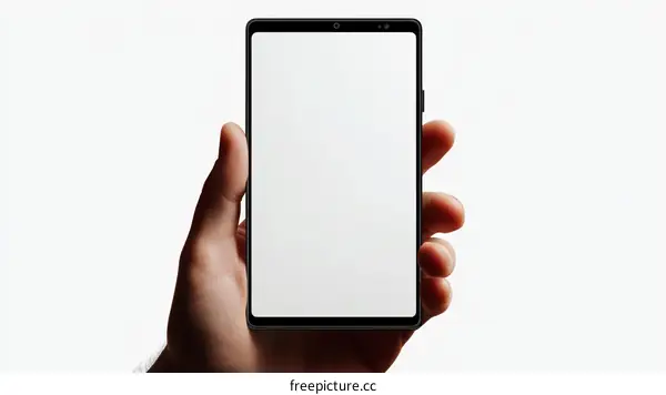 Smartphone in Hand Showing Blank Screen