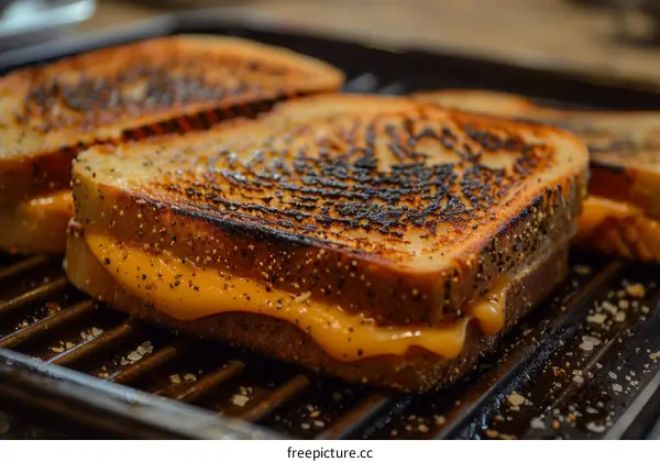 Grilled Cheese Sandwich on a Hot Grill