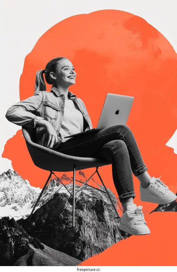 Creative Collage of a Woman on a Mountaintop