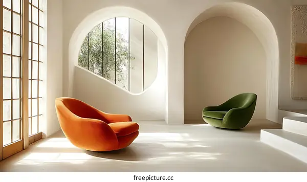 Modern Living Room with Two Swivel Chairs