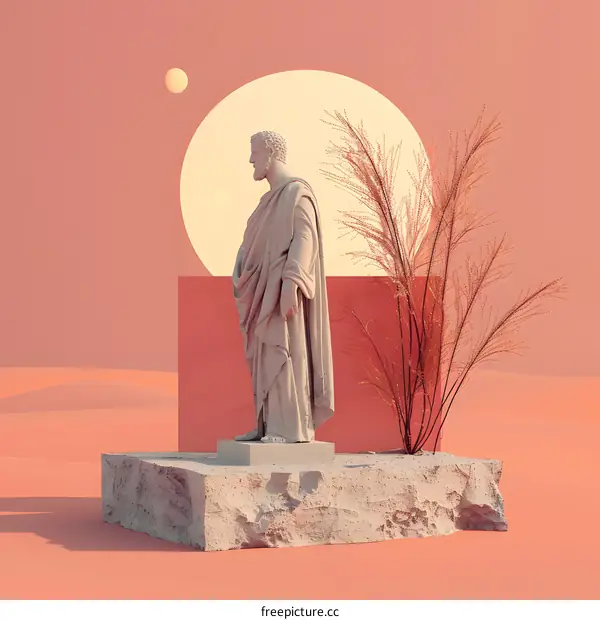 Minimalist 3D Render of a Statue with a Minimalist Background