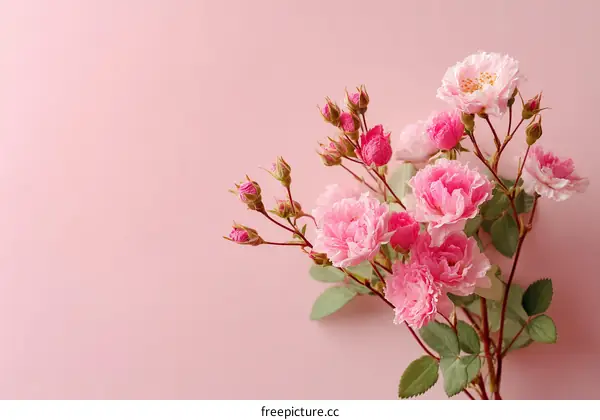 Delicate Pink Roses Arrangement on Pastel Background