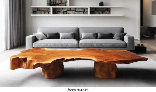 Modern Wooden Coffee Table in Living Room