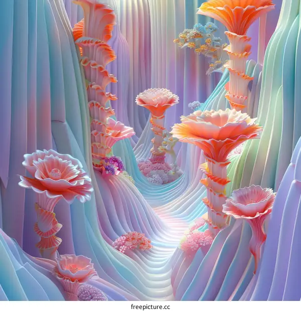 Abstract Floral Fantasy Landscape