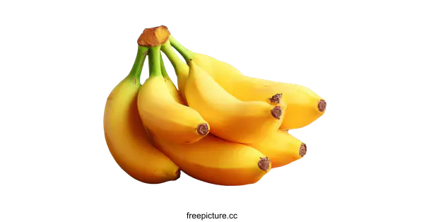 [Transparent Background PNG]Bunch of Ripe Bananas on Wooden Tabletop
