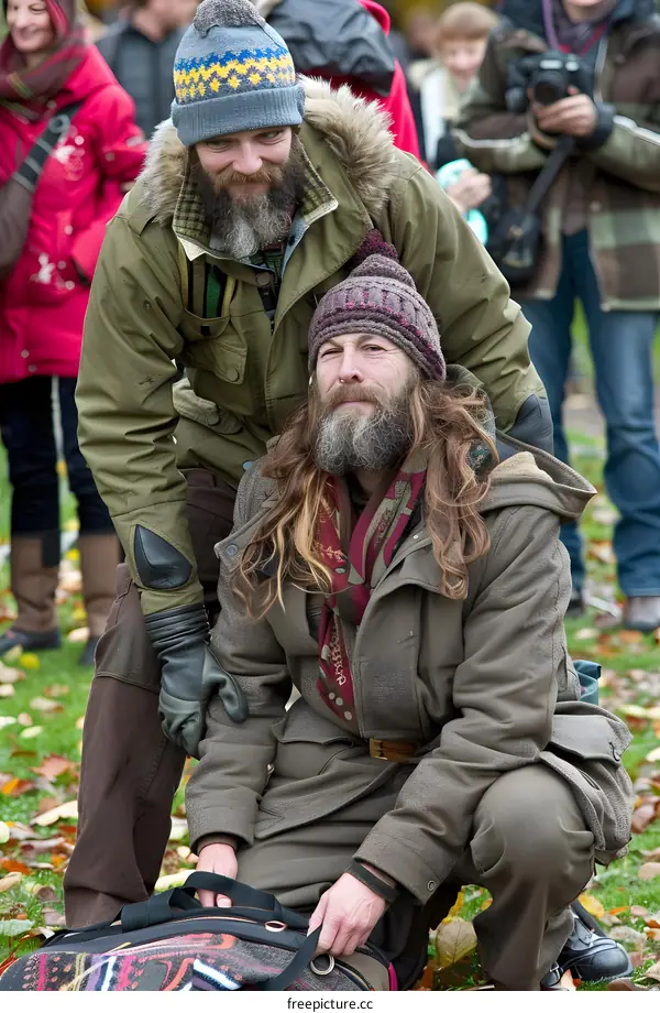 Two Men With Beards Wearing Winter Coats