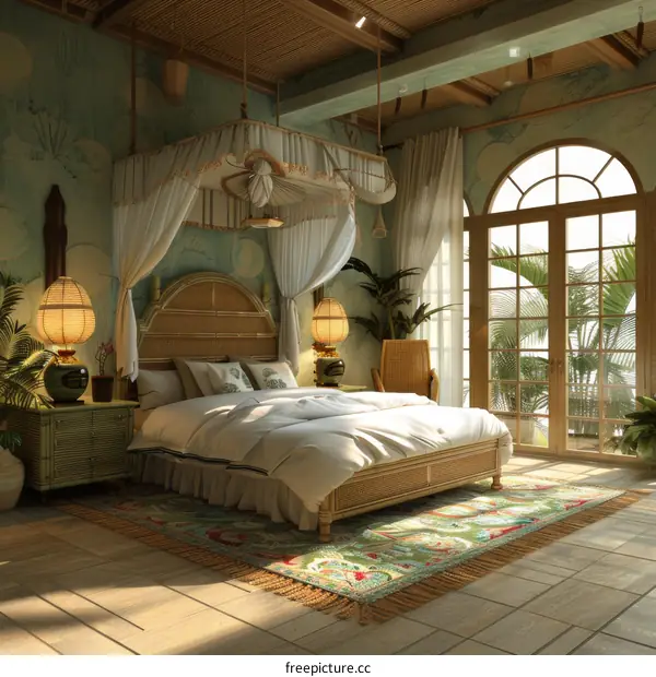 Tropical Bedroom Interior Design Illustration