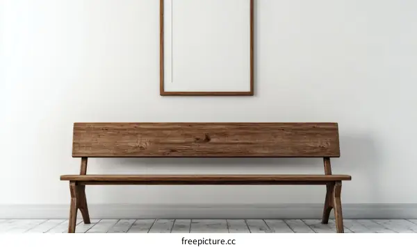 Wooden Bench in a Minimalist Interior